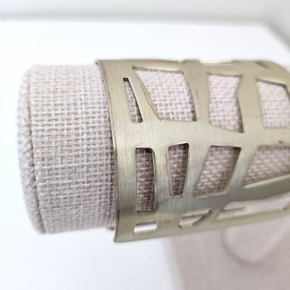 Brushed Gold Tone Geometric Cutout Cuff Bracelet - Picture 9 of 10